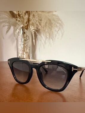 Tom Ford Black Sunglasses with Gold Trim